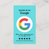 Google-Bewertungen | Business Review Türkis QR Cod Visitenkarte (Rückseite)