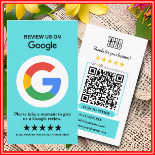 Google-Bewertungen   Business Review Türkis QR Cod Visitenkarte