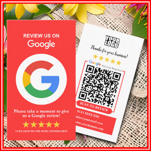 Google Bewertungen Business Review Us Roter QR-C Visitenkarte