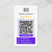 Google-Bewertungen | Business Review US Violet QR Visitenkarte (Vorderseite)