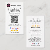 Google Bewertungen mit Danke und QR-Code Geschäfts Visitenkarte (Vorne/Hinten)