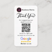 Google Bewertungen mit Danke und QR-Code Visitenkarte (Vorderseite)