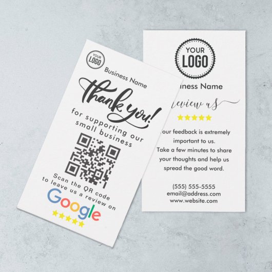 Google-Bewertungen mit Dankeschön und QR-Code Visitenkarte