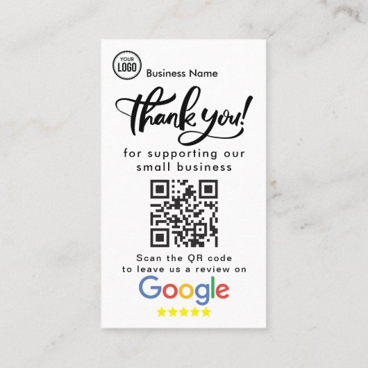 Google-Bewertungen mit Dankeschön und QR-Code Visitenkarte (Rückseite)