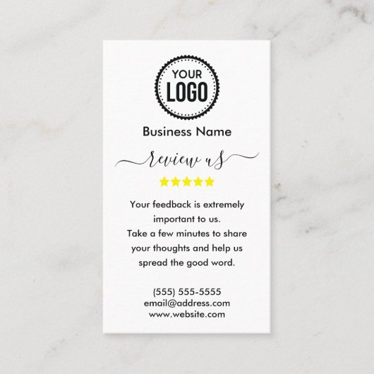 Google-Bewertungen mit Dankeschön und QR-Code Visitenkarte (Vorderseite)