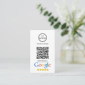 Google Bewertungen mit QR-Code und Firmenlogo Begleitkarte (Stehend Vorderseite)
