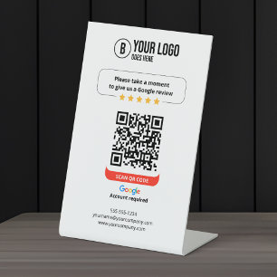 Google Bewertungen QR-Code Bewerte Mein Geschäft 5 Sockelschild