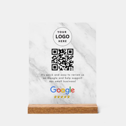 Google Bewertungen QR-Code-Tischschild Acrylschild (Vorderseite)