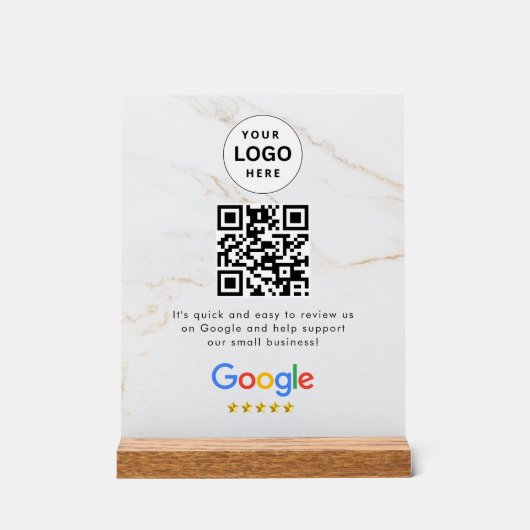 Google Bewertungen QR-Code-Tischschild Acrylschild (Vorderseite)