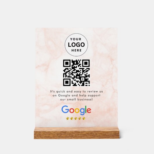 Google Bewertungen QR-Code-Tischschild Acrylschild (Vorderseite)