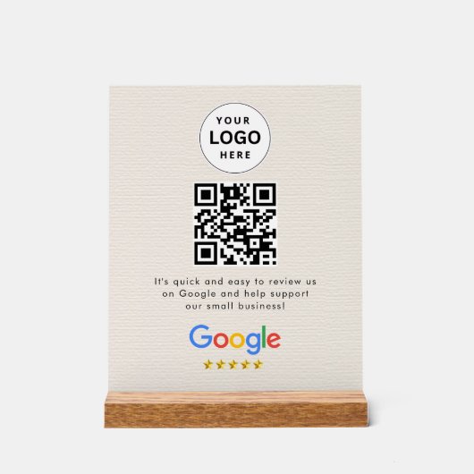 Google Bewertungen QR-Code-Tischschild Acrylschild (Vorderseite)