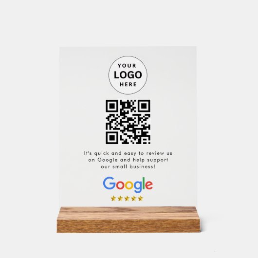 Google Bewertungen QR-Code-Tischschild Acrylschild (Vorderseite)