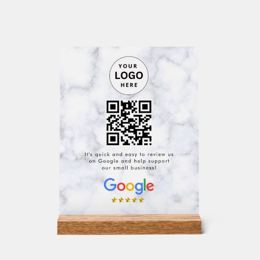 Google Bewertungen QR-Code-Tischschild Acrylschild (Vorderseite)