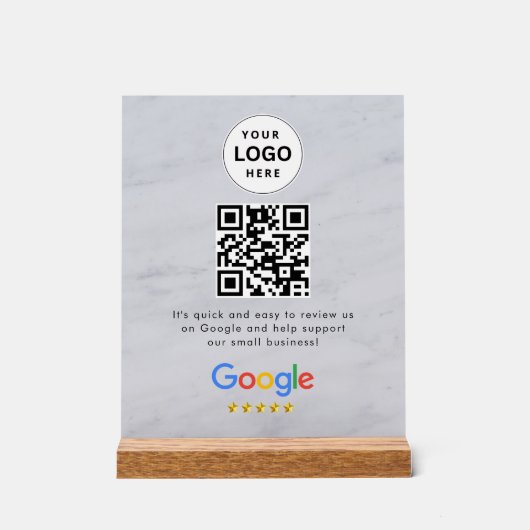 Google Bewertungen QR-Code-Tischschild Acrylschild (Vorderseite)
