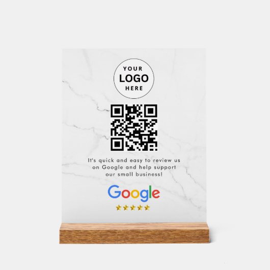Google Bewertungen QR-Code-Tischschild Acrylschild (Vorderseite)