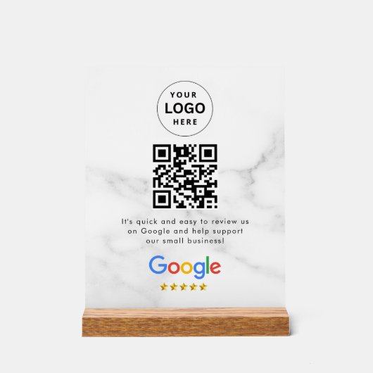 Google Bewertungen QR-Code-Tischschild Acrylschild (Vorderseite)