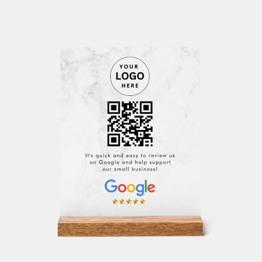 Google Bewertungen QR-Code-Tischschild Acrylschild (Vorderseite)
