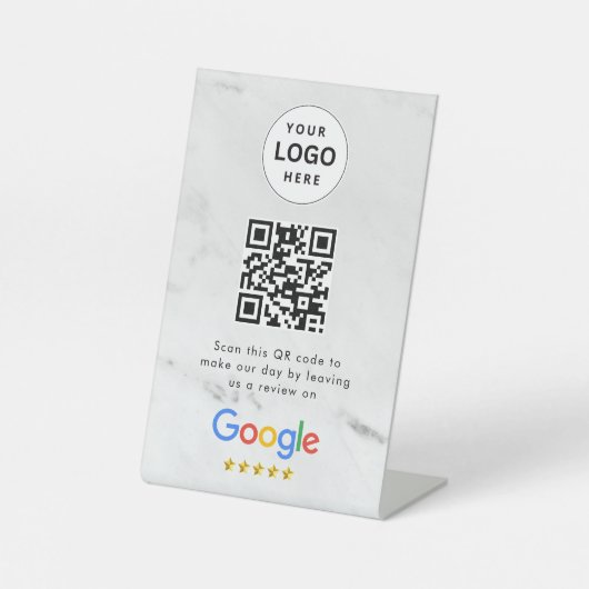 Google Bewertungen QR-Code-Tischschild Sockelschild (Vorderseite)