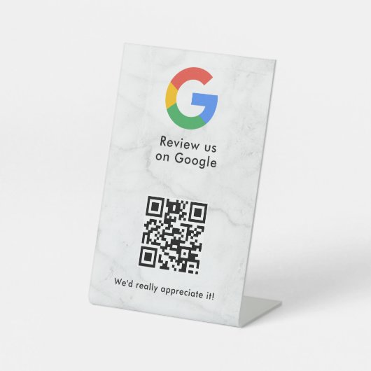 Google Bewertungen QR-Code-Tischschild Sockelschild (Vorderseite)