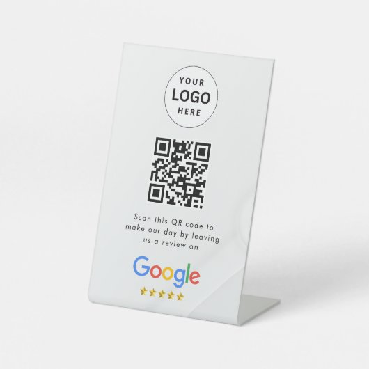 Google Bewertungen QR-Code-Tischschild Sockelschild (Vorderseite)