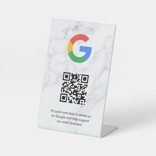 Google Bewertungen QR-Code-Tischschild Sockelschild (Vorderseite)