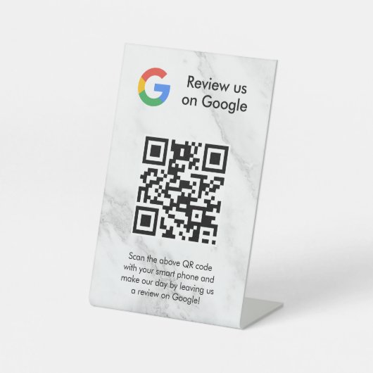 Google Bewertungen QR-Code-Tischschild Sockelschild (Vorderseite)
