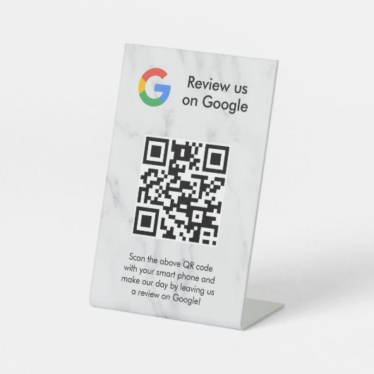 Google Bewertungen QR-Code-Tischschild Sockelschild (Vorderseite)
