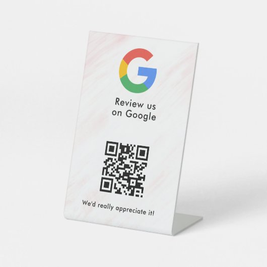 Google Bewertungen QR-Code-Tischschild Sockelschild (Vorderseite)
