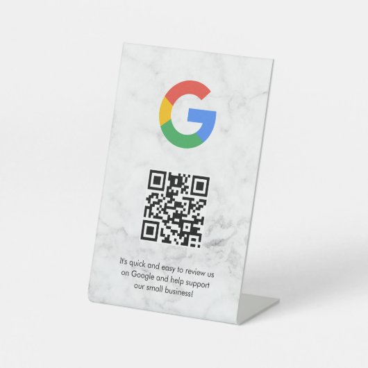 Google Bewertungen QR-Code-Tischschild Sockelschild (Vorderseite)