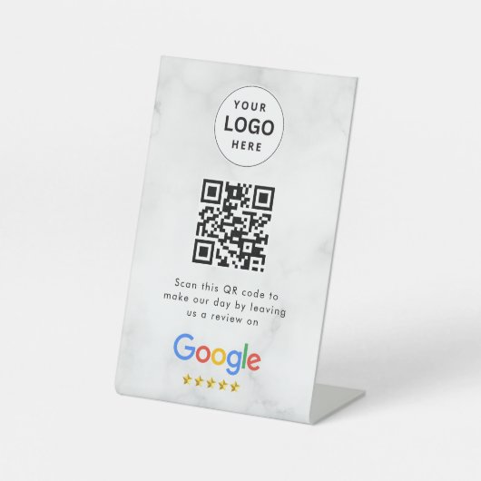 Google Bewertungen QR-Code-Tischschild Sockelschild (Vorderseite)