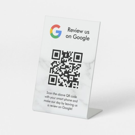 Google Bewertungen QR-Code-Tischschild Sockelschild (Vorderseite)