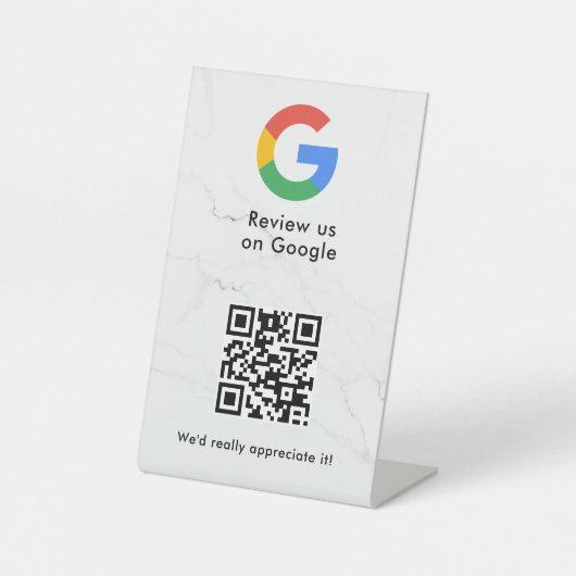 Google Bewertungen QR-Code Tischschild Sockelschild (Vorderseite)