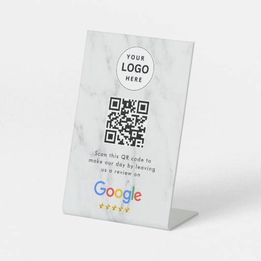 Google Bewertungen QR-Code-Tischschild Sockelschild (Vorderseite)