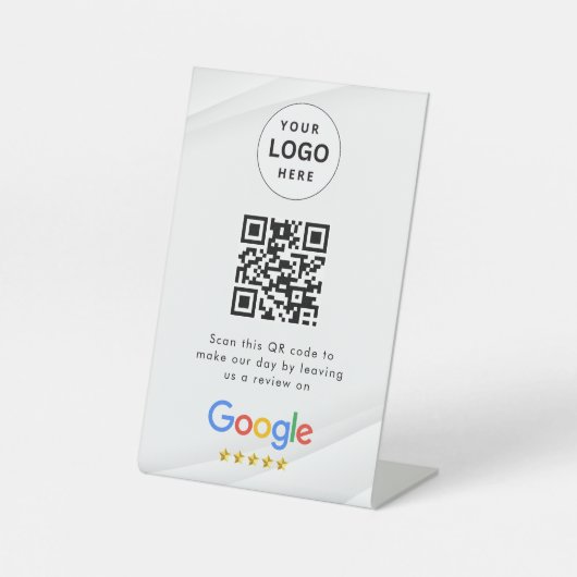 Google Bewertungen QR-Code-Tischschild Sockelschild (Vorderseite)