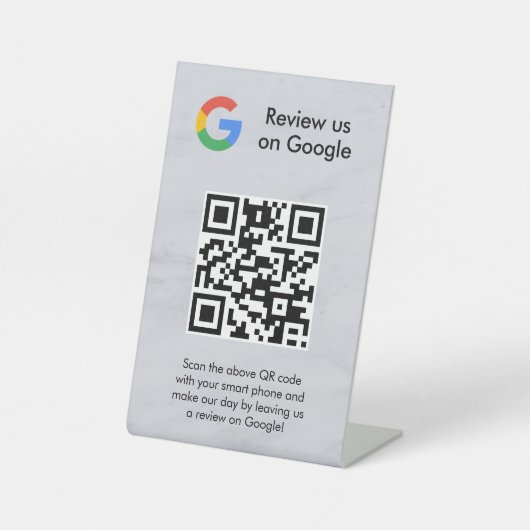 Google Bewertungen QR-Code-Tischschild Sockelschild (Vorderseite)