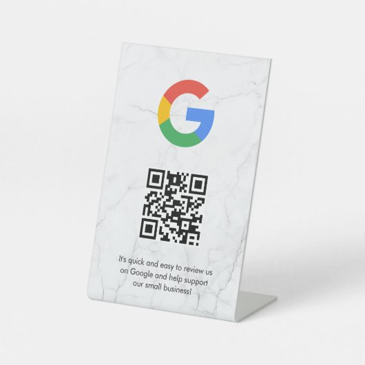 Google Bewertungen QR-Code-Tischschild Sockelschild (Vorderseite)