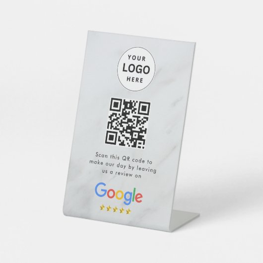 Google Bewertungen QR-Code-Tischschild Sockelschild (Vorderseite)