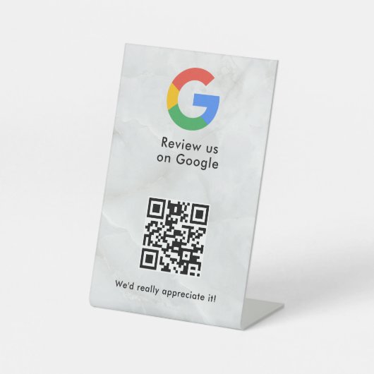 Google Bewertungen QR-Code-Tischschild Sockelschild (Vorderseite)