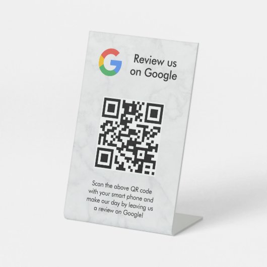 Google Bewertungen QR-Code-Tischschild Sockelschild (Vorderseite)