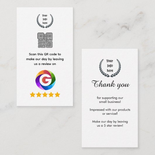 Google Bewertungen Tischschild | QR-Code Sockel Begleitkarte (Vorne/Hinten)