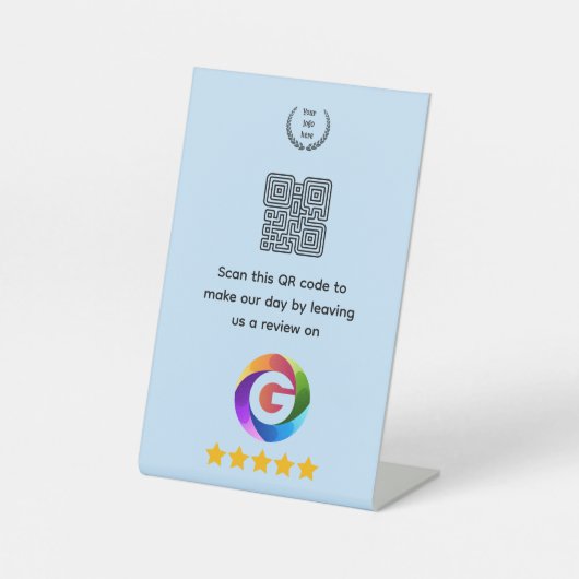 Google Bewertungen Tischschild | QR-Code Sockel Sockelschild (Vorderseite)