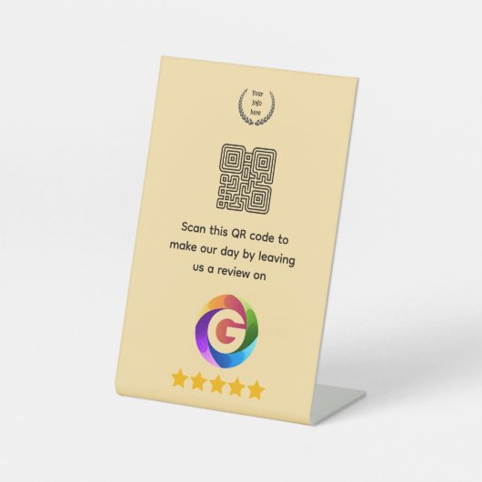 Google Bewertungen Tischschild | QR-Code Sockel Sockelschild (Vorderseite)