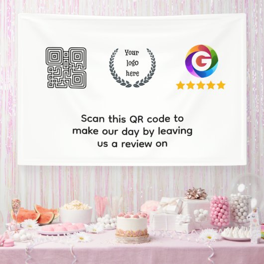 Google Bewertungen Tischschild | QR-Code Türschild Banner (Party)