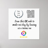 Google Bewertungen Tischschild | QR-Code Türschild Leinwanddruck (Vorderseite)
