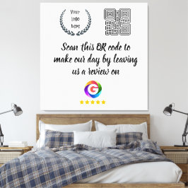 Google Bewertungen Tischschild | QR-Code Türschild Leinwanddruck