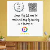 Google Bewertungen Tischschild | QR-Code Türschild Leinwanddruck (Insitu (Wohnzimmer))