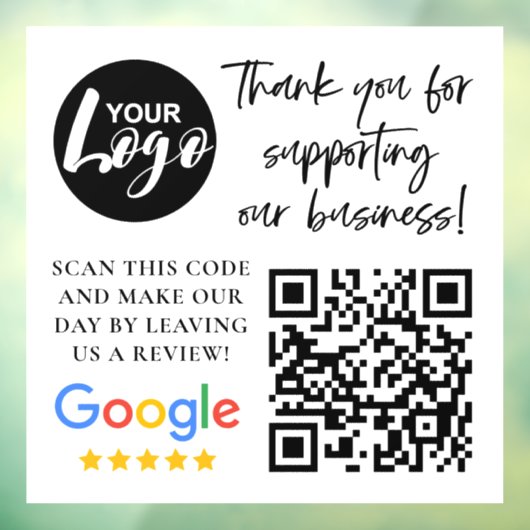 Google-Bewertungen Vielen Dank Logos QR-Code Fensteraufkleber (Blatt 3)