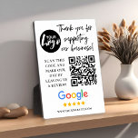 Google-Bewertungen Vielen Dank Logos QR-Code Fotoplatte<br><div class="desc">Moderne,  trendige Google Reviews Anfrage-Plakette. Design Features trendy Typografie Skript '' Danke für die Unterstützung unseres Geschäfts'' mit Ihrem Logo,  Website,  Google Logo und qr Code mit Rezensionsanfrage.</div>