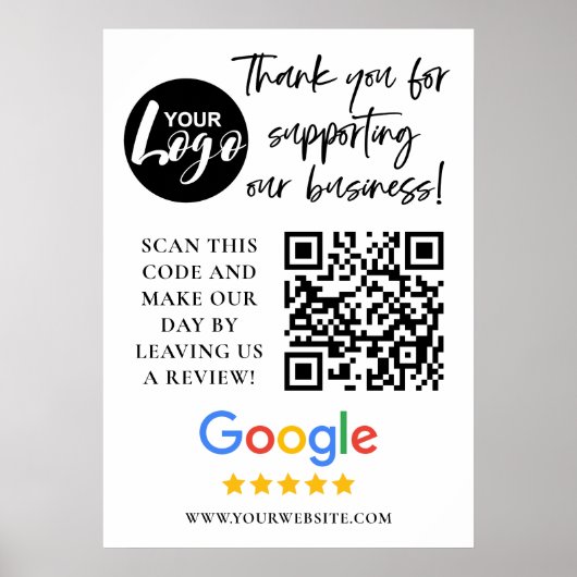 Google-Bewertungen Vielen Dank Logos QR-Code Poster (Vorne)