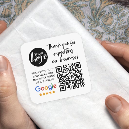 Google-Bewertungen Vielen Dank Logos QR-Code Quadratischer Aufkleber
